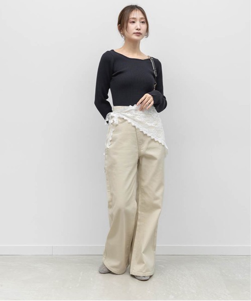 RANDA(ランダ)の「【00サイズあり】レーススカーフ付きワイドデニムパンツ(デニムパンツ・レディース・ピンク/ブラウン/ベージュ・0/1/00)」の15枚目の写真