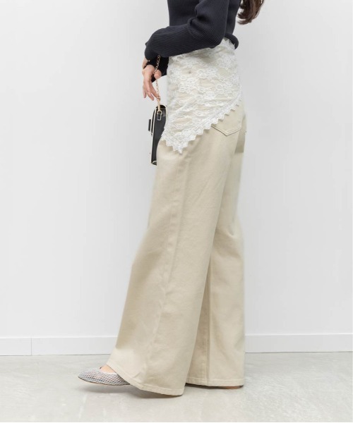 RANDA(ランダ)の「【00サイズあり】レーススカーフ付きワイドデニムパンツ(デニムパンツ・レディース・ピンク/ブラウン/ベージュ・0/1/00)」の17枚目の写真