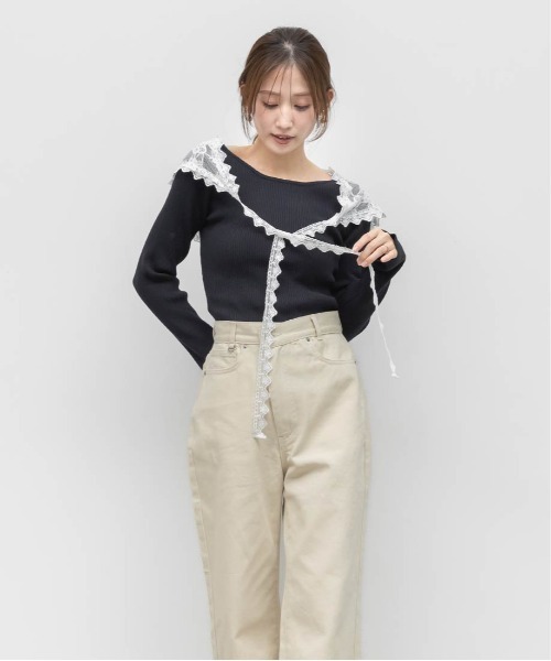 RANDA(ランダ)の「【00サイズあり】レーススカーフ付きワイドデニムパンツ(デニムパンツ・レディース・ピンク/ブラウン/ベージュ・0/1/00)」の20枚目の写真