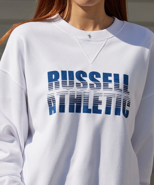 Russell Athletic(ラッセルアスレティック)の「Russell Athletic/ラッセルアスレティック Nu Blend Sweat Gradient Logo CN ボックスシルエット グラフィックデザイン スウェット 2026年春夏春服 夏服(スウェット・メンズ・ホワイト/アッシュグレー/ネイビー/チャコール・M/L/XL)」の8枚目の写真