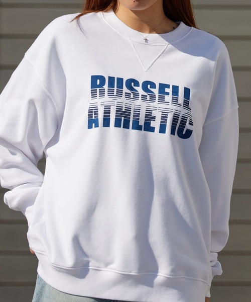 Russell Athletic(ラッセルアスレティック)の「Russell Athletic/ラッセルアスレティック Nu Blend Sweat Gradient Logo CN ボックスシルエット グラフィックデザイン スウェット 2026年春夏春服 夏服(スウェット・メンズ・ホワイト/アッシュグレー/ネイビー/チャコール・M/L/XL)」の9枚目の写真