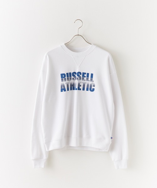 Russell Athletic(ラッセルアスレティック)の「Russell Athletic/ラッセルアスレティック Nu Blend Sweat Gradient Logo CN ボックスシルエット グラフィックデザイン スウェット 2026年春夏春服 夏服(スウェット・メンズ・ホワイト/アッシュグレー/ネイビー/チャコール・M/L/XL)」の5枚目の写真
