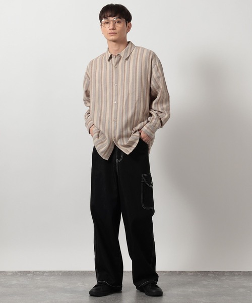 LAKOLE(ラコレ)の「ドビーストライプ長袖シャツ / 646594(シャツ/ブラウス・メンズ・ベージュ/ブラック・MEDIUM/LARGE)」の5枚目の写真
