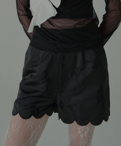 HONEY MI HONEY(ハニーミーハニー)の「ribbon jacquard short pants(その他パンツ・レディース・グレー/オフホワイト/ブラック・FREE)」の3枚目の写真