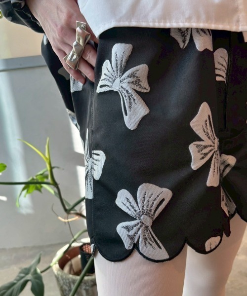 HONEY MI HONEY(ハニーミーハニー)の「ribbon jacquard short pants(その他パンツ・レディース・グレー/オフホワイト/ブラック・FREE)」の12枚目の写真