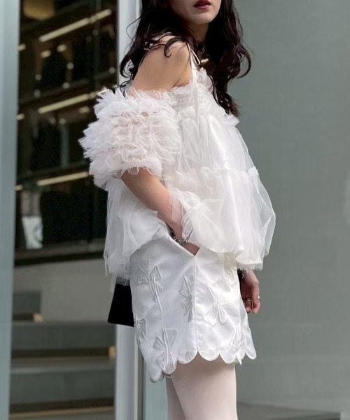 HONEY MI HONEY(ハニーミーハニー)の「ribbon jacquard short pants(その他パンツ・レディース・グレー/オフホワイト/ブラック・FREE)」の15枚目の写真