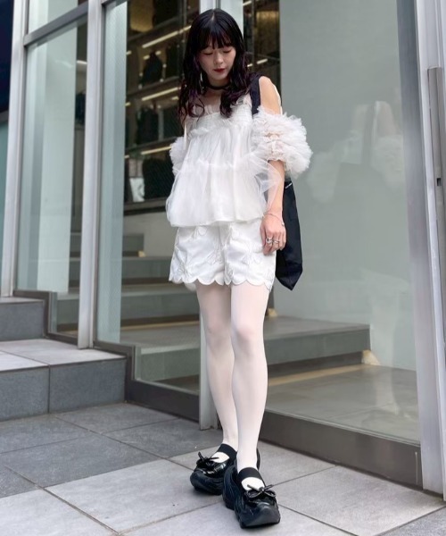 HONEY MI HONEY(ハニーミーハニー)の「ribbon jacquard short pants(その他パンツ・レディース・グレー/オフホワイト/ブラック・FREE)」の14枚目の写真