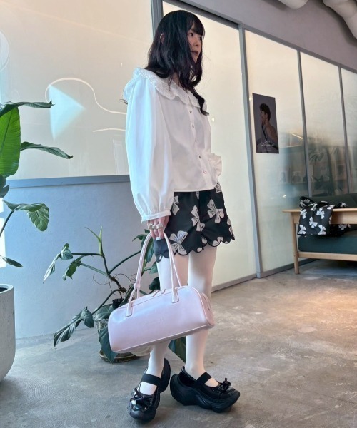 HONEY MI HONEY(ハニーミーハニー)の「ribbon jacquard short pants(その他パンツ・レディース・グレー/オフホワイト/ブラック・FREE)」の11枚目の写真