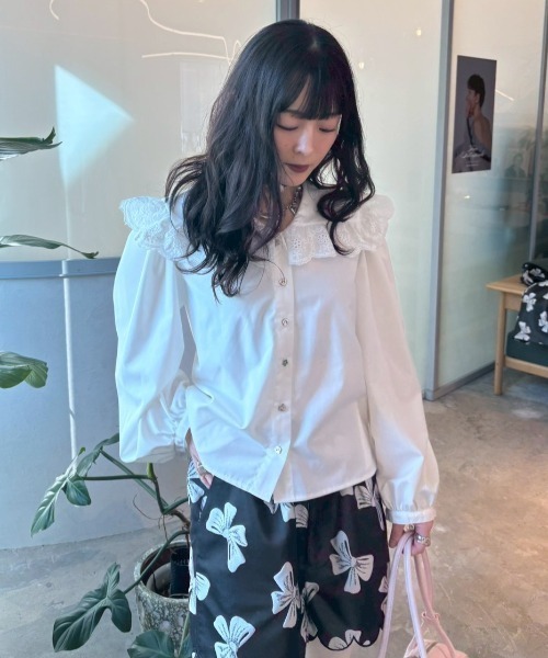 HONEY MI HONEY(ハニーミーハニー)の「ribbon jacquard short pants(その他パンツ・レディース・グレー/オフホワイト/ブラック・FREE)」の13枚目の写真