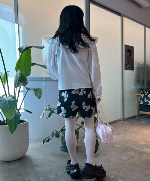 HONEY MI HONEY(ハニーミーハニー)の「ribbon jacquard short pants(その他パンツ・レディース・グレー/オフホワイト/ブラック・FREE)」の10枚目の写真