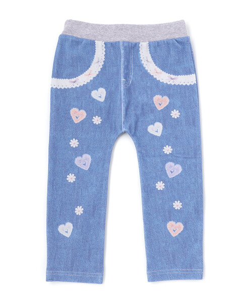 SLAP SLIP(スラップスリップ)の「デニム裏プリントミラノリブ8分丈パンツ(80~110cm)(その他パンツ・キッズ・ネイビー/ブルー系その他/ブルー・90cm/80cm/100cm/110cm)」の3枚目の写真