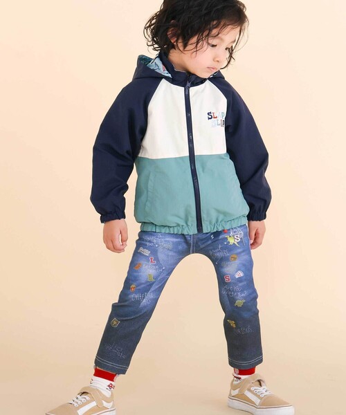 SLAP SLIP(スラップスリップ)の「デニム裏プリントミラノリブ8分丈パンツ(80~110cm)(その他パンツ・キッズ・ネイビー/ブルー系その他/ブルー・90cm/80cm/100cm/110cm)」の5枚目の写真