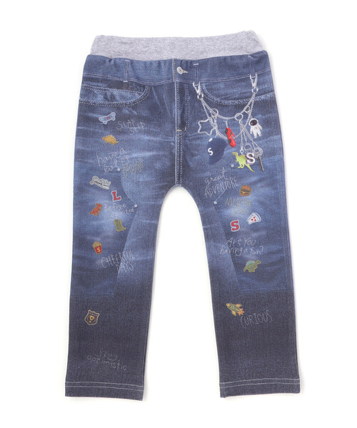 SLAP SLIP(スラップスリップ)の「デニム裏プリントミラノリブ8分丈パンツ(80~110cm)(その他パンツ・キッズ・ネイビー/ブルー系その他/ブルー・90cm/80cm/100cm/110cm)」の6枚目の写真