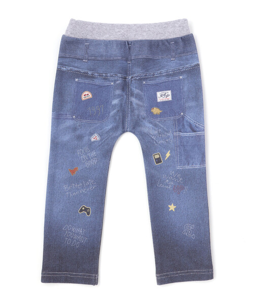 SLAP SLIP(スラップスリップ)の「デニム裏プリントミラノリブ8分丈パンツ(80~110cm)(その他パンツ・キッズ・ネイビー/ブルー系その他/ブルー・90cm/80cm/100cm/110cm)」の7枚目の写真