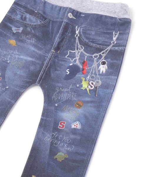 SLAP SLIP(スラップスリップ)の「デニム裏プリントミラノリブ8分丈パンツ(80~110cm)(その他パンツ・キッズ・ネイビー/ブルー系その他/ブルー・90cm/80cm/100cm/110cm)」の8枚目の写真