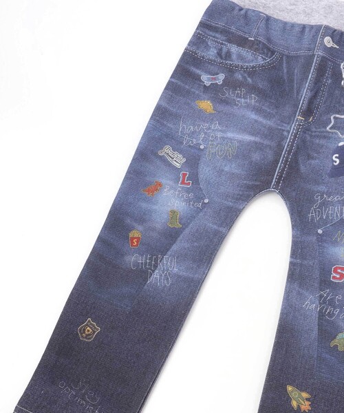 SLAP SLIP(スラップスリップ)の「デニム裏プリントミラノリブ8分丈パンツ(80~110cm)(その他パンツ・キッズ・ネイビー/ブルー系その他/ブルー・90cm/80cm/100cm/110cm)」の9枚目の写真