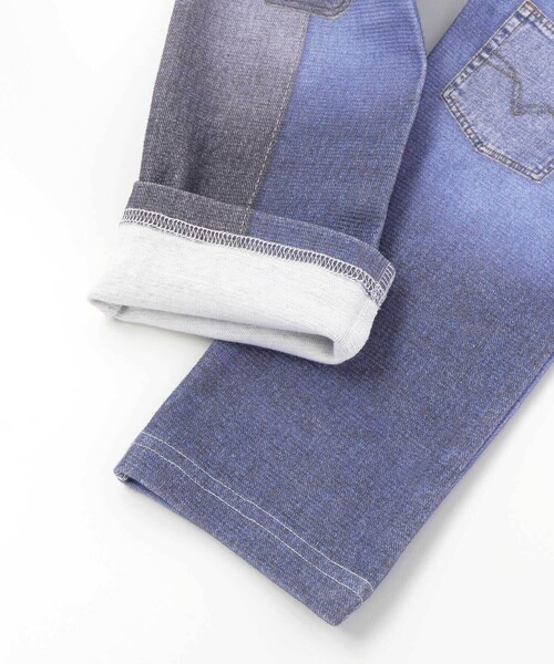 SLAP SLIP(スラップスリップ)の「デニム裏プリントミラノリブ8分丈パンツ(80~110cm)(その他パンツ・キッズ・ネイビー/ブルー系その他/ブルー・90cm/80cm/100cm/110cm)」の16枚目の写真