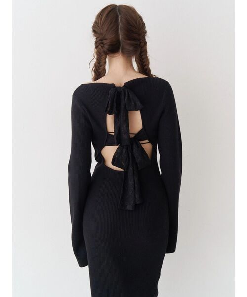 EVRIS（エヴリス）の「バックリボンロングニットワンピース（ワンピース・レディース・ブラウン/ブルー/ブラック・FREE）」の19枚目の写真