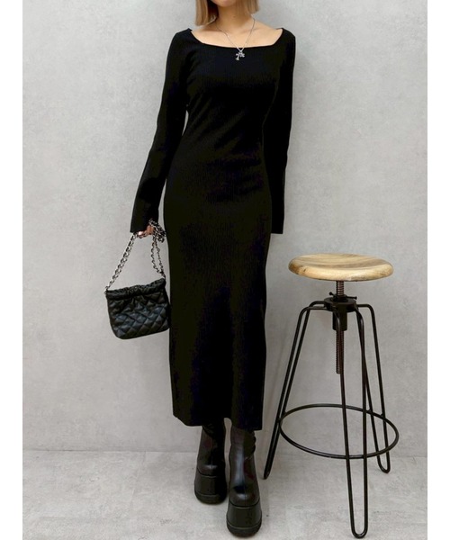 EVRIS（エヴリス）の「バックリボンロングニットワンピース（ワンピース・レディース・ブラウン/ブルー/ブラック・FREE）」の12枚目の写真