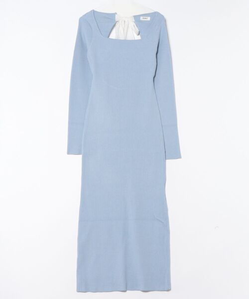 EVRIS（エヴリス）の「バックリボンロングニットワンピース（ワンピース・レディース・ブラウン/ブルー/ブラック・FREE）」の5枚目の写真