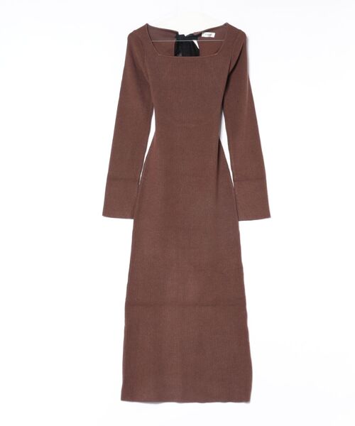 EVRIS（エヴリス）の「バックリボンロングニットワンピース（ワンピース・レディース・ブラウン/ブルー/ブラック・FREE）」の4枚目の写真