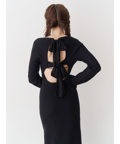 EVRIS（エヴリス）の「バックリボンロングニットワンピース（ワンピース・レディース・ブラウン/ブルー/ブラック・FREE）」の13枚目の写真