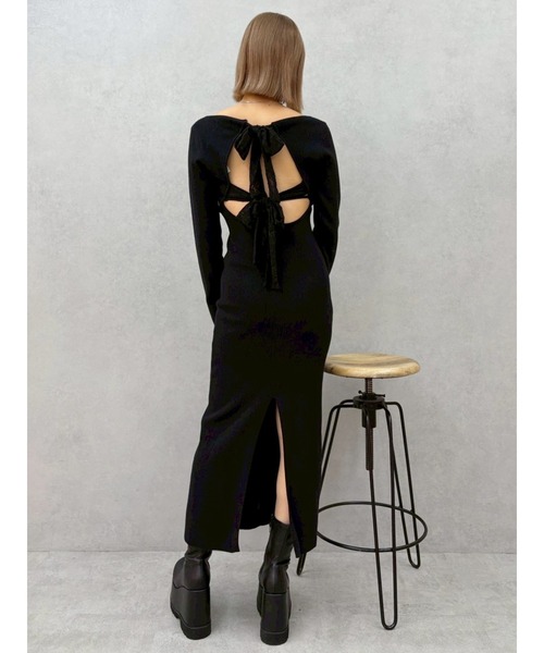 EVRIS（エヴリス）の「バックリボンロングニットワンピース（ワンピース・レディース・ブラウン/ブルー/ブラック・FREE）」の11枚目の写真