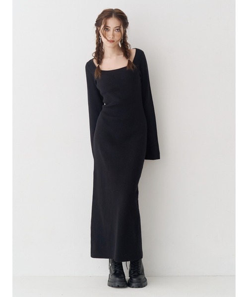 EVRIS（エヴリス）の「バックリボンロングニットワンピース（ワンピース・レディース・ブラウン/ブルー/ブラック・FREE）」の14枚目の写真
