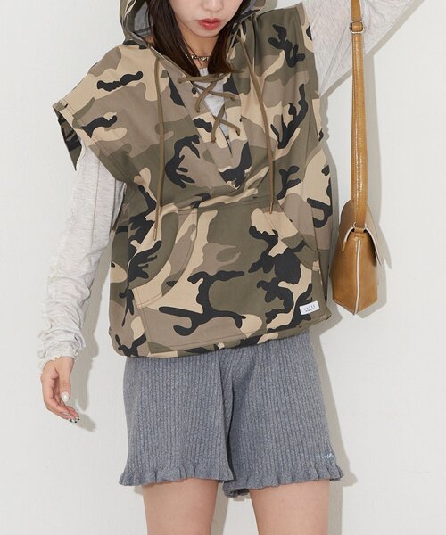 CIAOPANIC（チャオパニック）の「【UNESS/ユーネス】レースアップアノラックベスト（ベスト・レディース・カーキ/ベージュ・ONE SIZE）」の21枚目の写真