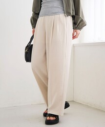 リネンタッチツータックワイドパンツ