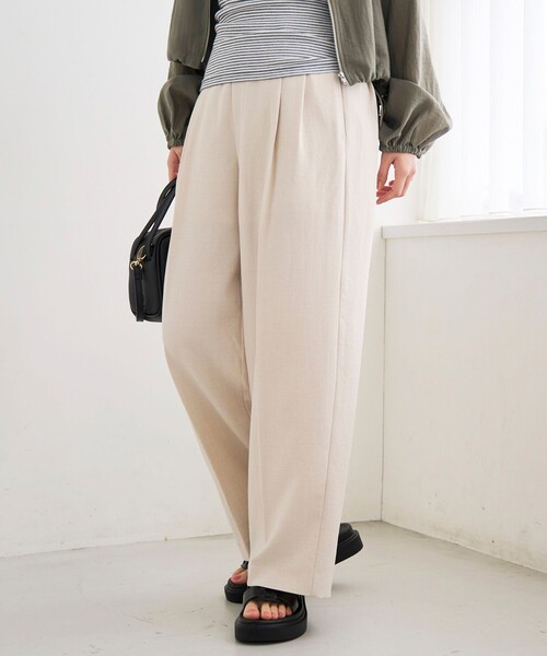リネンタッチツータックワイドパンツ（スラックス）｜coen（コーエン