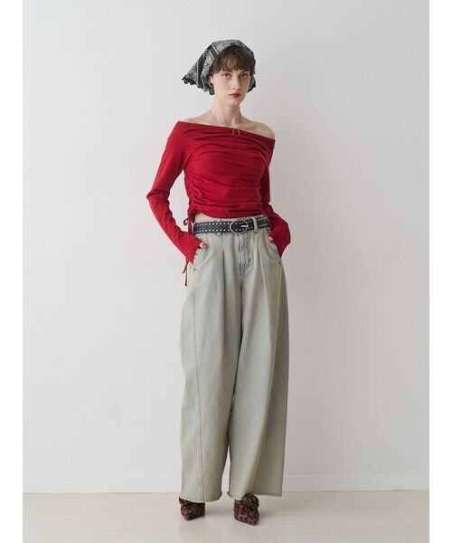 jouetie(ジュエティ)の「【SOMETHING×PosTokyo】Tuck Buggy(デニムパンツ・レディース・ブラック/ブルー・MEDIUM/SMALL)」の3枚目の写真