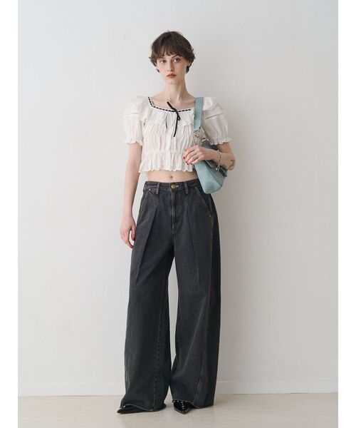 jouetie(ジュエティ)の「【SOMETHING×PosTokyo】Tuck Buggy(デニムパンツ・レディース・ブラック/ブルー・MEDIUM/SMALL)」の7枚目の写真