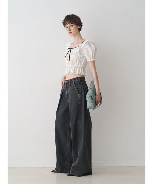 jouetie(ジュエティ)の「【SOMETHING×PosTokyo】Tuck Buggy(デニムパンツ・レディース・ブラック/ブルー・MEDIUM/SMALL)」の8枚目の写真