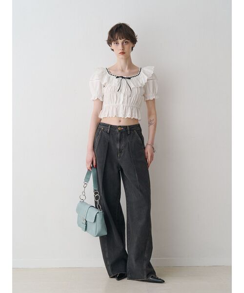 jouetie(ジュエティ)の「【SOMETHING×PosTokyo】Tuck Buggy(デニムパンツ・レディース・ブラック/ブルー・MEDIUM/SMALL)」の9枚目の写真