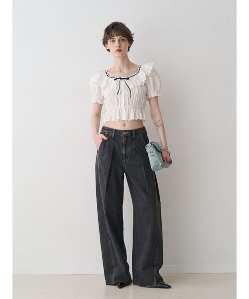 jouetie(ジュエティ)の「【SOMETHING×PosTokyo】Tuck Buggy(デニムパンツ・レディース・ブラック/ブルー・MEDIUM/SMALL)」の10枚目の写真