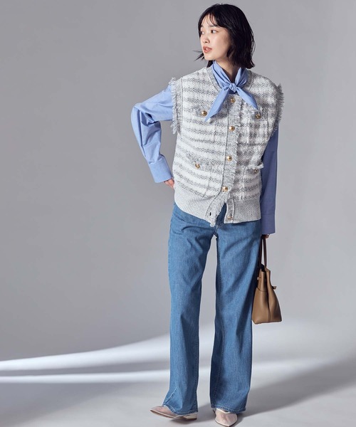 Gready Brilliant（グレディブリリアン）の「ＬＵオックスタイ付ブラウス（シャツ/ブラウス・レディース・サックスブルー/オフホワイト・38）」の3枚目の写真