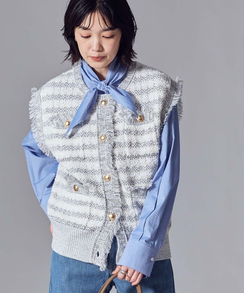 Gready Brilliant（グレディブリリアン）の「ＬＵオックスタイ付ブラウス（シャツ/ブラウス・レディース・サックスブルー/オフホワイト・38）」の4枚目の写真