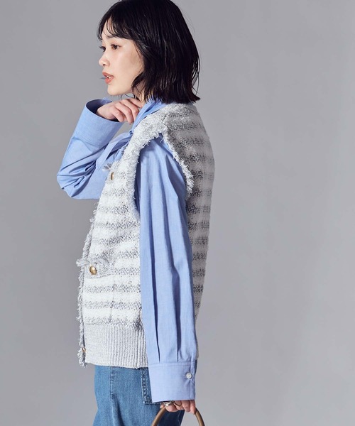 Gready Brilliant（グレディブリリアン）の「ＬＵオックスタイ付ブラウス（シャツ/ブラウス・レディース・サックスブルー/オフホワイト・38）」の5枚目の写真