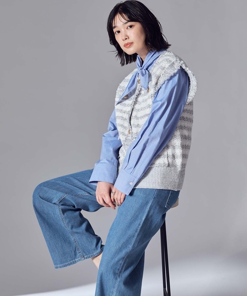 Gready Brilliant（グレディブリリアン）の「ＬＵオックスタイ付ブラウス（シャツ/ブラウス・レディース・サックスブルー/オフホワイト・38）」の7枚目の写真