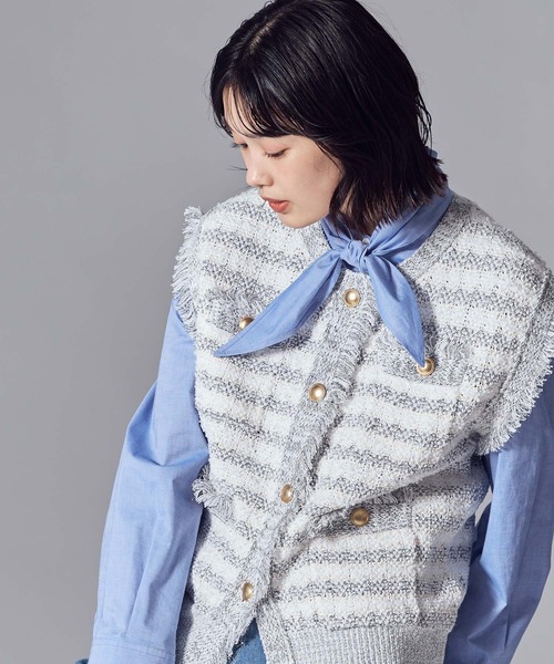 Gready Brilliant（グレディブリリアン）の「ＬＵオックスタイ付ブラウス（シャツ/ブラウス・レディース・サックスブルー/オフホワイト・38）」の9枚目の写真