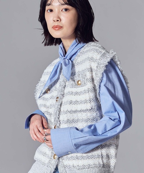 Gready Brilliant（グレディブリリアン）の「ＬＵオックスタイ付ブラウス（シャツ/ブラウス・レディース・サックスブルー/オフホワイト・38）」の10枚目の写真