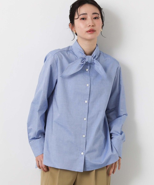 Gready Brilliant（グレディブリリアン）の「ＬＵオックスタイ付ブラウス（シャツ/ブラウス・レディース・サックスブルー/オフホワイト・38）」の16枚目の写真