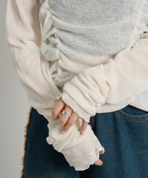 w closet（ダブルクローゼット）の「フロントギャザープルオーバー（Tシャツ/カットソー・レディース・オフホワイト/パープル/イエロー/サックスブルー/ピンク/チャコールグレー・FREE）」の13枚目の写真