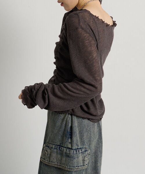 w closet（ダブルクローゼット）の「フロントギャザープルオーバー（Tシャツ/カットソー・レディース・オフホワイト/パープル/イエロー/サックスブルー/ピンク/チャコールグレー・FREE）」の20枚目の写真