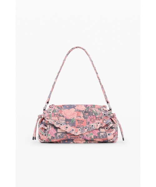 Desigual（デシグアル）の「ピンクフローラルプリント スタッズフラップミニショルダーバッグ（ショルダーバッグ・レディース・マルチ・FREE）」の2枚目の写真