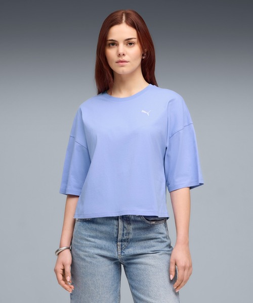 PUMA(プーマ)の「PUMA プーマ ウィメンズ ワードローブ ESS オーバーサイズ ショート 半袖 Tシ(Tシャツ/カットソー・レディース・ラベンダー/ホワイト系その他5・LARGE/MEDIUM/SMALL/X-LARGE)」の2枚目の写真