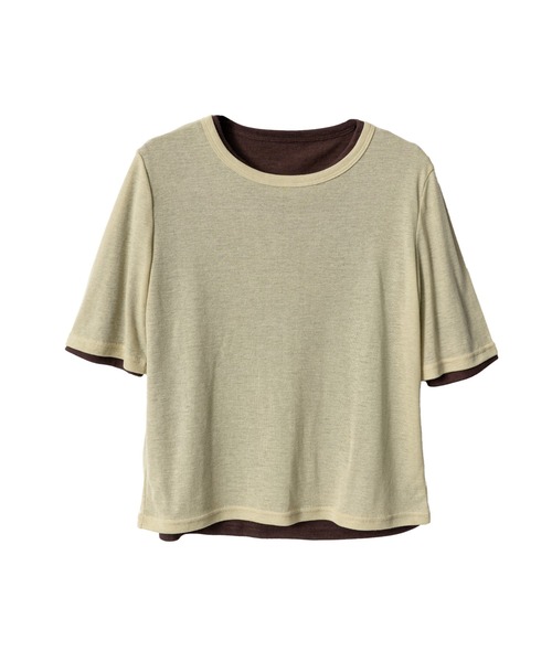 OFROOM(オフルーム)の「Sheer Layered Half Sleeve Tee|シアーレイヤードハーフスリーブTee(Tシャツ/カットソー・レディース・グレー系1/イエロー系/ネイビー系・FREE)」の9枚目の写真
