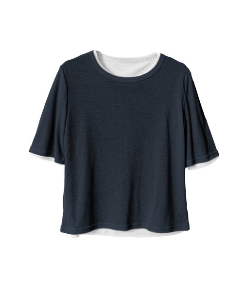 OFROOM(オフルーム)の「Sheer Layered Half Sleeve Tee|シアーレイヤードハーフスリーブTee(Tシャツ/カットソー・レディース・グレー系1/イエロー系/ネイビー系・FREE)」の8枚目の写真