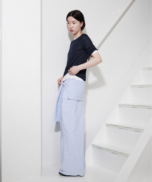 OFROOM(オフルーム)の「Sheer Layered Half Sleeve Tee|シアーレイヤードハーフスリーブTee(Tシャツ/カットソー・レディース・グレー系1/イエロー系/ネイビー系・FREE)」の21枚目の写真